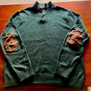 Men's Chaps Green Sweater with Brown Accents XL